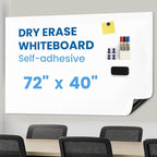YOUNGJQ Large Magnetic Whiteboard for Wall 72" x 40", Self-Adhesive Magnetic Dry Erase White Board Sticker, Peel and Stick Sheet for Conference Room Office Home