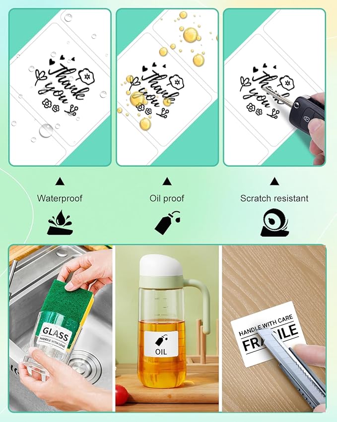 M100 Square Label 1.57'' x 1.18'' (40 x 30 mm), Compatible with Label Maker M110/ M220/ M221/ M120/ M200/M260/M150, White, 230 Labels/Roll, Multi-Purpose Adhesive Thermal Labels, Black on White