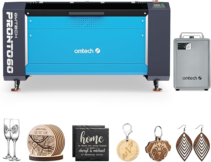 OMTech Pronto 90W CO2 Laser Engraver & Cutter with Water Chiller – 35"x24" Workspace, 1,000mm/s Speed, Autofocus, Air Assist, 2-Way Pass, for Wood, Acrylic & More