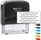 Custom Self Inking Rubber Stamp - Up to 6 Lines of Text - Choose from 15 Ink Colors - X-Large Size