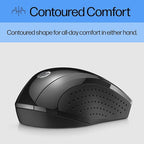 HP X3000 G3 Wireless Mouse - Black, 15-Month Battery, Side Grips for Control, Travel-Friendly, Blue LED, Powerful 1600 DPI Optical Sensor, Compatible with Wins PC/Laptop, Mac, Chromebook (683N7AA)