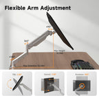 Suptek Single Monitor Mount Stand,Gas Spring Monitor Arm Desk Mount Fully Adjustable for 17 20 22 23 24 26 27 inch Monitors Weight Capacity up to 13.2 lbs (Silver)