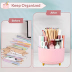 SKYDUE 360 Rotating Multipurpose Organizer - Cute Rotating Pen Holder with 5 Slots for Art Supplies, Office, School, Home