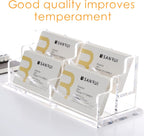 SANRUI Clear Horizontal Business Card Holder Stand for Desk, Acrylic Desktop Display Name Cards Holders Organizer Storage Rack,for Exhibition, Home , Office ,2 Tier 4 Pocket, 240 Card Capacity