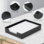 Stackable Letter Tray Paper Organizer, A4 Size Desk Holder for Letter Paper/Stationery/Desk Accessories, Black Holder File Organization for Office, School, Home Storage (2 Pack)