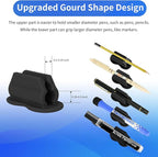 Adhesive Pen Pencil Holder for Desk Wall, 12PCS Marker Holder for Whiteboard Silicone Pen Holder for Clipboard Office Essentials Teacher Supplies (12PCS Black)