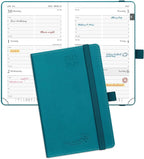 POPRUN Pocket Planner 2025-2026 (Purse Size 4'' x 6.25'') Academic Small Calendar (July 2025 - June 2026) with Hourly Time Slots, 100GSM Thick Papers, Leather Soft Cover - Pacific Green