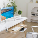 ETHU Keyboard Tray Under Desk, 26.77" X 11.81" Large Size Keyboard Tray with C Clamp-on Mount Easy to Install, Computer Keyboard Stand, Ergonomic Keyboard Tray for Home and Office (Oak)