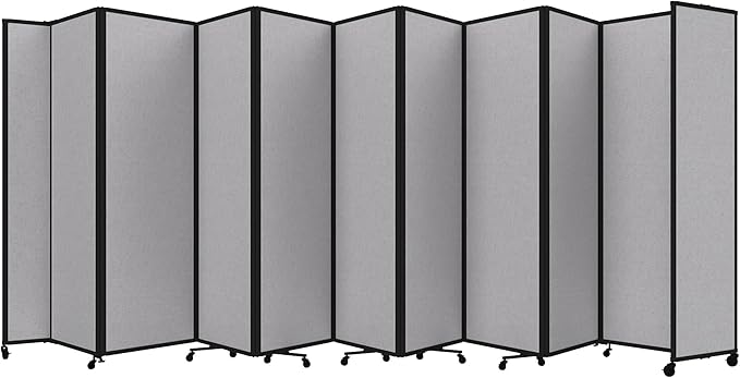 Versare Room Divider 360 Portable Wall Partition | Folding Panels | Large Freestanding Divider | Locking Wheels | Temporary Room Separator | 25' x 7'6'', Slate