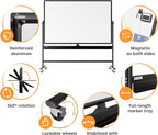 Rolling Dry Erase Board 96 x 46 - Large Portable Magnetic Whiteboard with Stand - Double Sided Easel Style Whiteboard with Wheels - Mobile Standing White Board for Office, Classroom & Home
