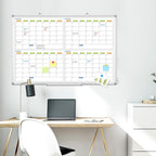 Dry Erase Calendar Whiteboard for Wall, 36" x 24" Magnetic Planner, Silver Aluminum Frame 4 Month Board for Office Home and School