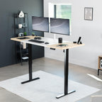 VIVO Electric 71 x 30 in Standing Desk, Memory Height Adjustment, 1B Series, White and Light Wood Top, Black Frame, DESK-KIT-1B7WC