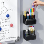 Marbrasse Acrylic Magnetic Pen Holder, 2 Pack Dry Erase Marker Holder, Magnetic Whiteboard Pencil Holders for Refrigerator, Locker, School and Office,Grey