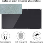 TOWON 8 x 4ft Glass Whiteboard Wall, Black Magnetic White Board Dry Erase 96 x 48 in, Big Glass Dry Erase Board with Multi-Color Markers, Strong Magnets, Pen Tray and Eraser, Frameless