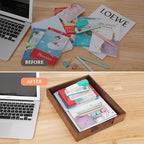 Bamber Wood Letter Tray Wooden Desk Organizer Paper Document File Tray for Office Supplies Collection Folders Notebooks, Black Walnut