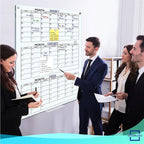 Glass Whiteboard Calendar 34x46” Quarterly Planner White Board Dry Erase Board 3 Month for Wall Glass Whiteboard Home Office Large Wall Calendar 2025 & Marker Tray