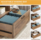 HSH Mobile Lateral File Cabinet with Drawer, Rolling Filing Cabinet for LegalLetter Size, Printer Stand with Storage Shelf, Lockable Wheels, Hanging File Organizer for Home Office, Rustic Oak, 33Inch