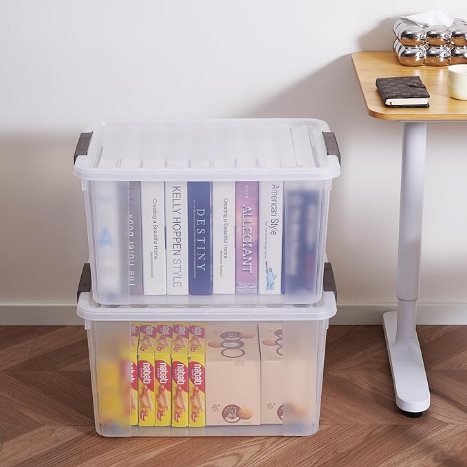 Citylife 6 Packs 69 QT Plastic Storage Bins with Lids Large Stackable Storage Containers for Organizing Clear Storage Box for Garage, Closet, Kitchen