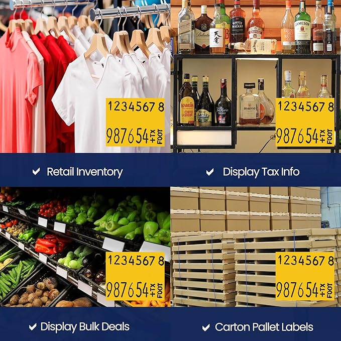 Perco Yellow Pricing Labels for Monarch 1136 Price Gun - 1 Sleeve, 8 Rolls, 14,000 Price Marking Labels - with Ink Roll Included