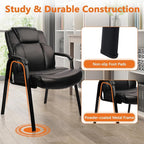 CLATINA Big & Tall 500 lb. Guest Chair, Leather Reception Chairs with Padded Arm Rest for Waiting Room Office Home and Meeting Conference-Black