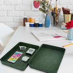 Welaxy 2-piece Office desk drawer organizer tray letter-size documents paper book file Folder Holder storage bins (Forest Green)