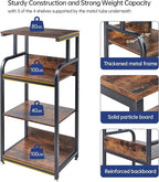 4-Tier Printer Stand with Adjustable Storage Shelf, Large Tall Printer Table with Wheels for Home Office Small Spaces Organization, Rustic Brown