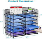 Marbrasse Desktop Literature Organizer, Mesh Paper Organizer, Desk Organizers, File Sorter Mail Center Paper Storage Cabinet Classroom Keepers Mailbox for Office Home School, Black