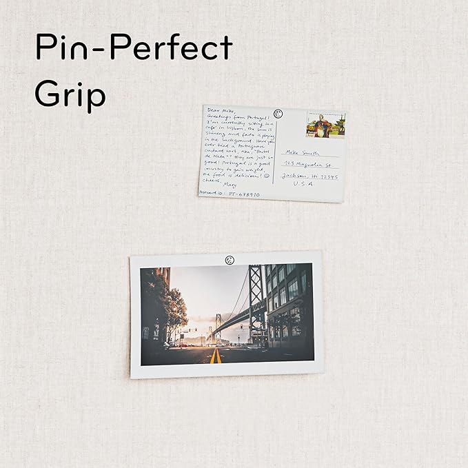 U Brands Linen Bulletin Board, 72"x47", Rustic Wood Style Frame, Industrial Grade Pinning Surface