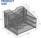 Samstar Desk File Organizer, Mesh Letter File Folder Holder with 3 Paper Trays and 2 Vertical Upright Section, for Office Supplies,Desk Accessories & Workspace,Black.