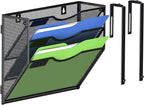 Kuntine.B Wall File Organizer Office Hanging Magazine Holder Wall File Organizer for Office Home (Black, 3 Tier & Hangers)