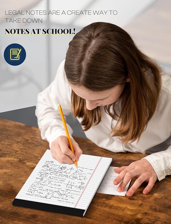 8 Pack White Legal Pads 8.5 x 11 Wide Ruled Note Pads 8.5 x 11" Legal Ruled Writing Pads for School 30 Sheets White Lined Paper Pads Notebook for Work Legal Notepads for Office Pad of Paper for Home