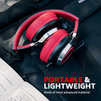 Over Ear Headphones Wired, AC01 Corded Stereo Headsets with Microphone Volume Control for Adults Teens Kids 3.5mm Jack for Chromebooks, Laptop, Computer, Tablets, Travel (Black Red)