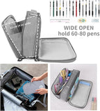 Pencil Case Pen Bag Holder Pouch Large Handle Big Capacity Desk Organizer Storage Marker Box Stationary Makeup Cosmetic Double Zippers for School Office Students Teen