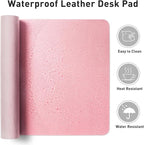 Aothia Leather Desk Pad Protector, Mouse Pad, Office Desk Mat, Non-Slip PU Leather Desk Blotter, Laptop Desk Pad, Waterproof Desk Writing Pad for Office and Home (23.6" x 13.7", Fairy Pink)