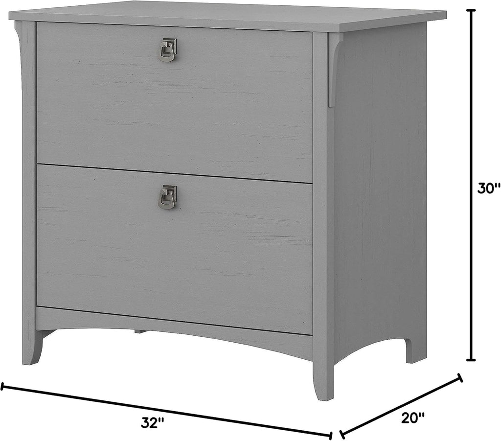 Bush Furniture Salinas 2 Drawer Lateral File Cabinet in Cape Cod Gray, Home Office Storage Solution, Organizer with Drawers for Workspace, Filing Unit