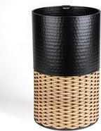 happimess HPM1102C Asher Modern 4.13-Gallon 2-Tone Faux Wicker/Metal Cylinder Waste Basket, Black/Natural for Home, Bathroom, Living Room, Office, Bedroom, Kitchen