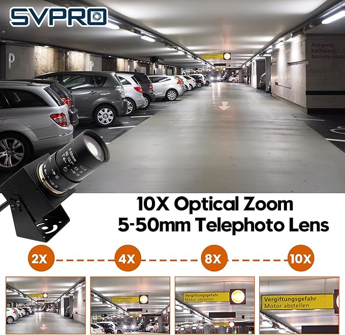 SVPRO 2MP Global Shutter USB Camera 90FPS High Speed Camera with 5-50mm Zoom Lens,Manual Focus Webcam for Glof Swing,10X Optical Zoom Industrial Video Camera USB Plug and Play for Computer