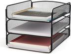 Safco Onyx Desk Organizer, 3 Trays, Office and Classroom Mailbox, Paper and Mail Sorter, Steel Mesh, Black