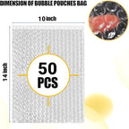 50PCS Clear Bubble Pouches Wrap Bags, 10 x 14 Inch Bubble Out Bag Pouch for Packing & Shipping, Double Layer Bubble Cushion Wrap Bags Protective Bubble Pouches Bags for Moving and Storage