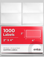 enKo 2 x 4 Inch Label - White Blank - 10 Up Address Mailing Labels for Laser Inkjet Printer (100 Sheets, 1000 Labels)