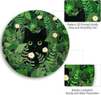 Black Cat Floral Mouse Pad, Small Round Mouse Pads for Desk, Cute Mini Travel Mousepad for Wireless Computer Laptop, Office Desk Accessories, 8.6 x 8.6 inch