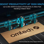 OMTech Pronto 90W CO2 Laser Engraver & Cutter with Water Chiller – 35"x24" Workspace, 1,000mm/s Speed, Autofocus, Air Assist, 2-Way Pass, for Wood, Acrylic & More