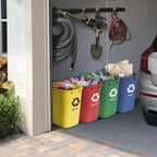 Acrimet Wastebasket Bin for Recycling, 6.75 Gallon/ 27 Quart/ 25.552 Liter (Made of Plastic) (Metal/Yellow, Paper/Blue, Glass/Green, Plastic/Red) (Set of 4)