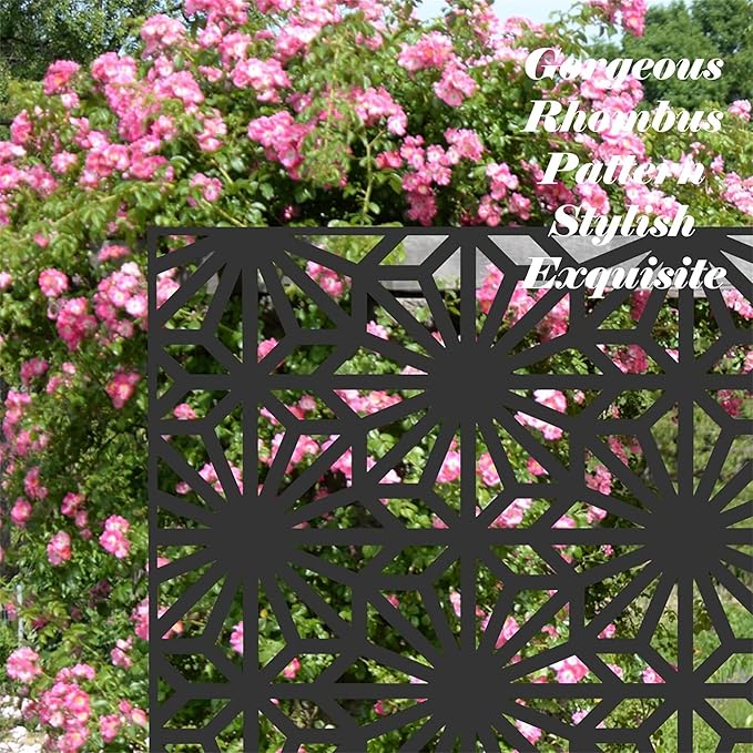 NicBex Room Divider 1 Panel Room Dividers with Flowers Pattern Design Partition Room Dividers and Metal Privacy Screens Wall Divider for Outdoor, Room Separation,48.31" W x 15.75" D x 70.75" H, Black