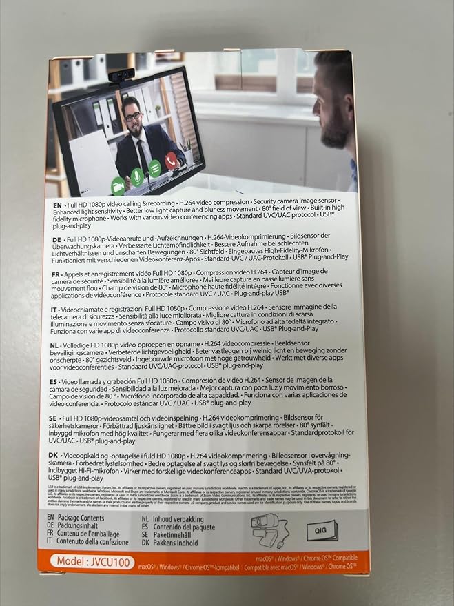 j5create USB Streaming Webcam - 1080P HD with 360° Rotation, High Fidelity Microphone, Plug and Play for PC/Mac/Laptop/Desktop/Skype/YouTube/Zoom/Facetime, Suitable for Conferencing/Calling (JVCU100)