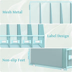 SUPEASY Desk Organizers Metal Desk Magazine File Holder with 5 Vertical Compartments Rack File Organizer for Office Desktop, Home Workspace, Blue