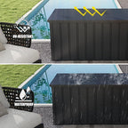 Domi Deck Box 160 Gallon, Waterproof Lockable Steel Outdoor Storage Container for Outside Cushions, Garden Tools and Pools Equipment, Gray