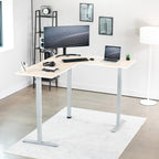 VIVO Electric Corner L-Shaped 63 x 55 in Standing Desk, Memory Height Adjustment, Light Wood Top Gray Frame, DESK-E3CTGC