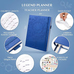 Legend Teacher Planner – Undated Lesson Plan Book for Teachers with Weekly & Monthly Calendars - Classroom Organization & School Year Planner – 8.5”x11.5” Hardcover (Mystic Blue Debossed)