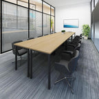 Bonzy Home Conference Tables 14ft Office Computer Desk for Meeting Room Study Writing Printer Table Office Computer Desk for 16 People Rustic Vintage Natural 6PCS (165.3"x47.2"x29.5")